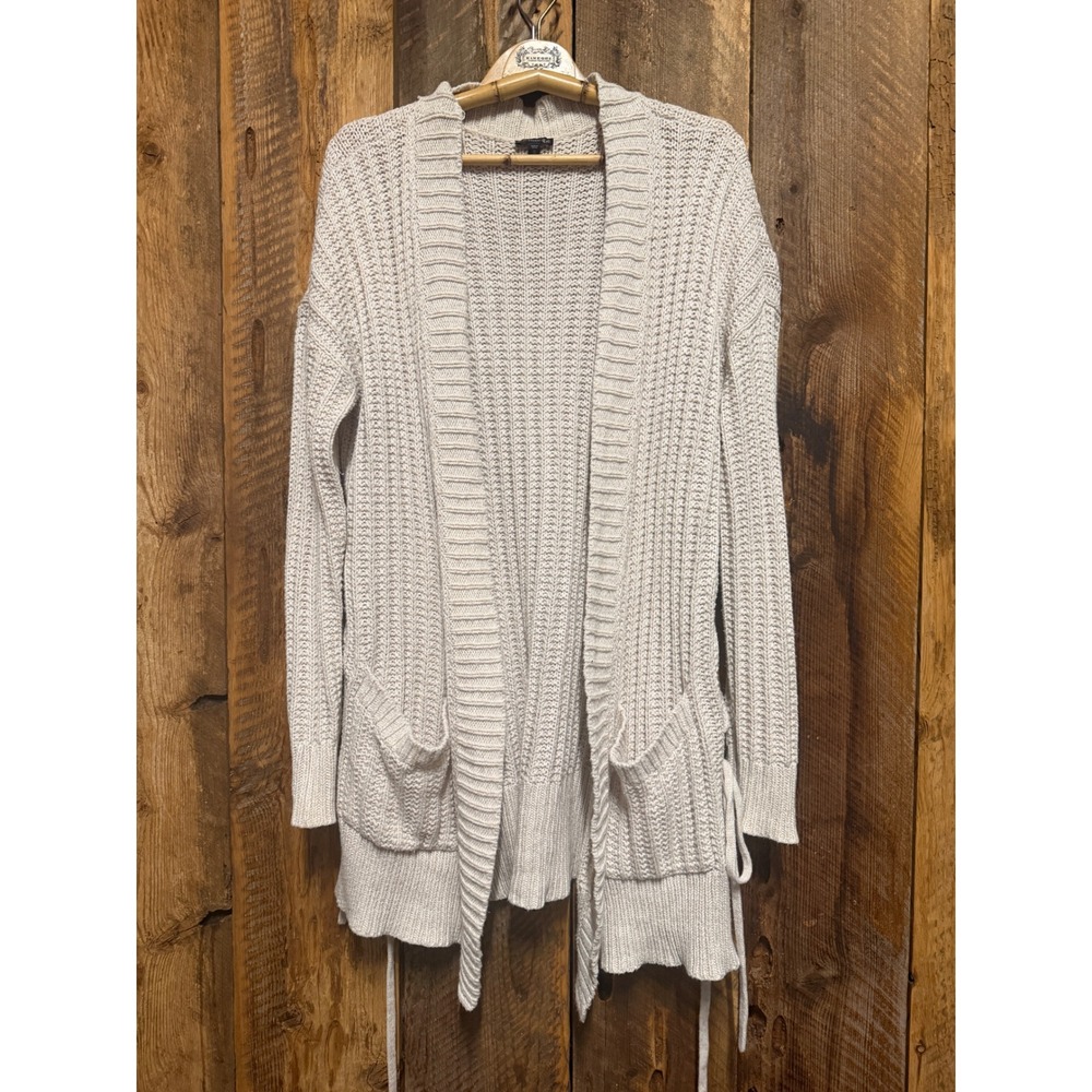 Express Womens M Chunky Knit Cardigan Lace Up Side Tie Oversized Cozy Boho